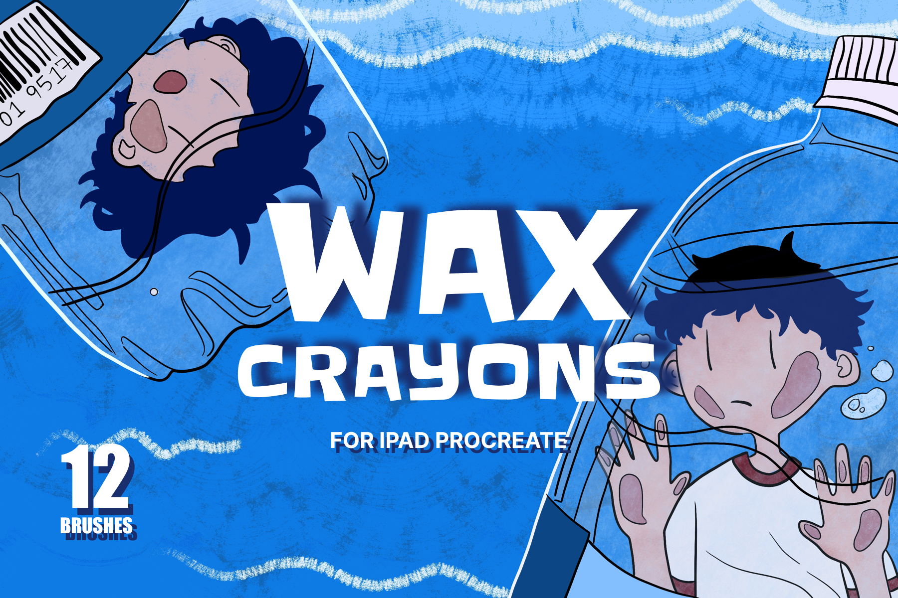 Wax Crayons: Procreate brush pack, Crayons · Texture, 12 brushes