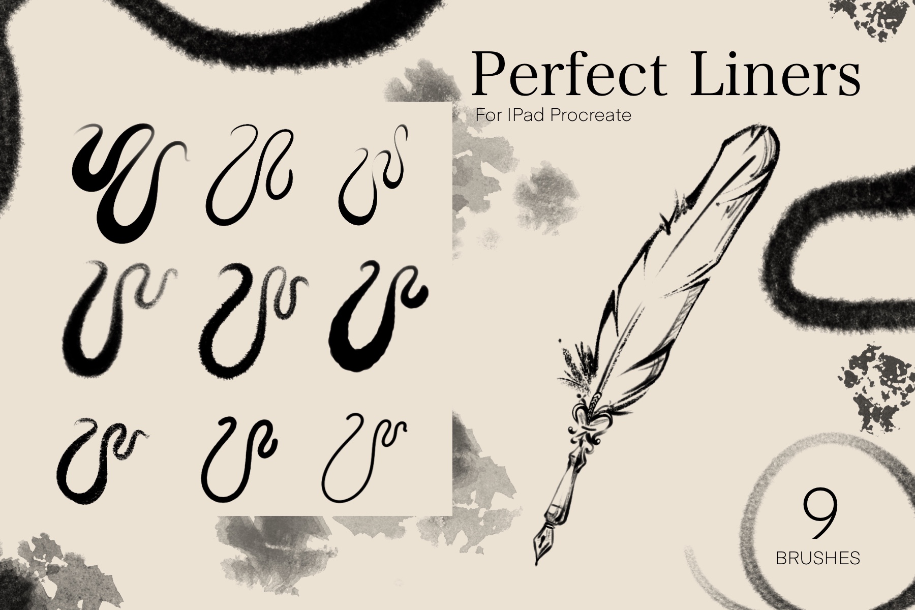 Perfect Liners: Procreate brush pack, Inking · Calligraphy, 9 brushes