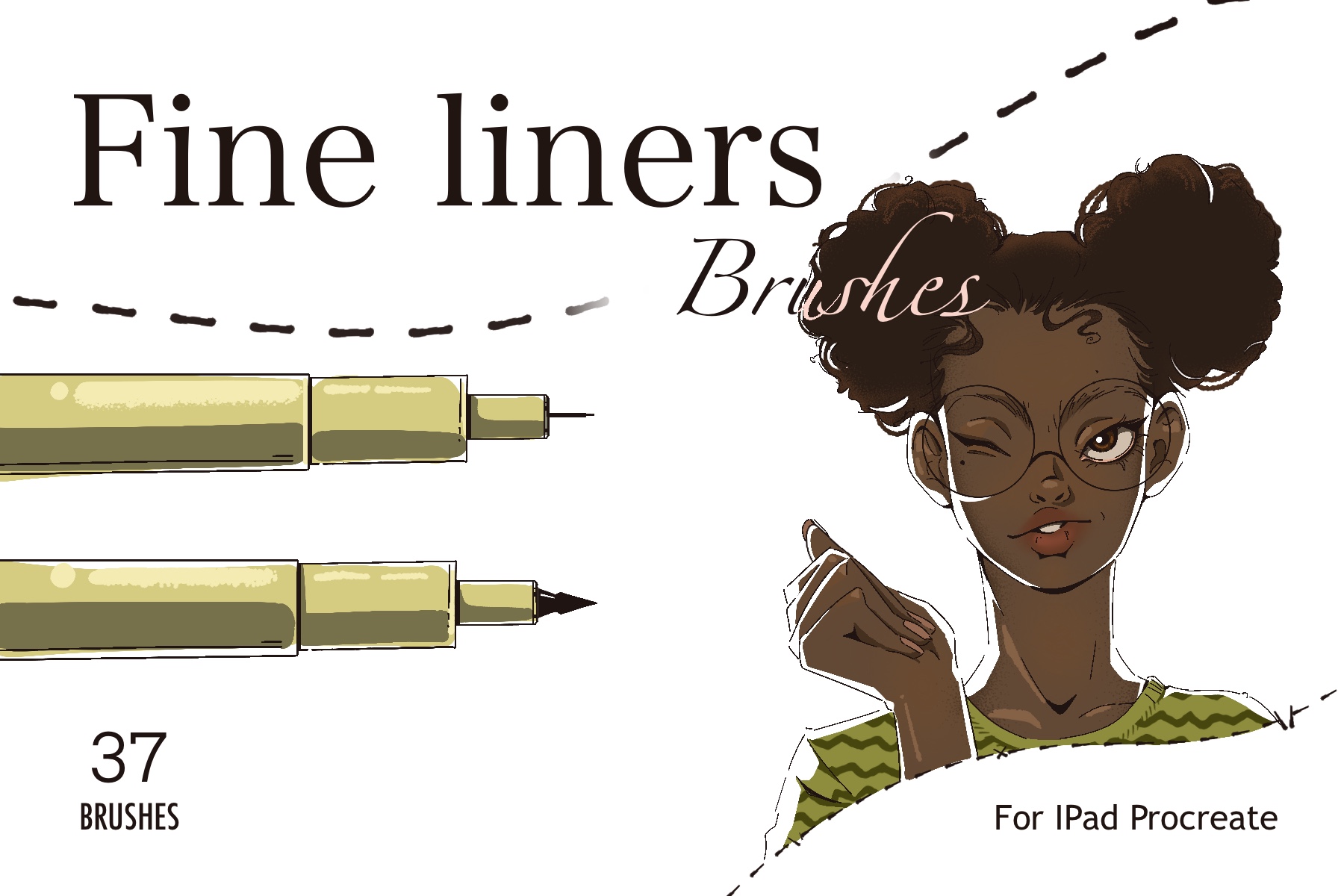 Fine Liners: Procreate brush pack, Lettering · Inking, 37 brushes