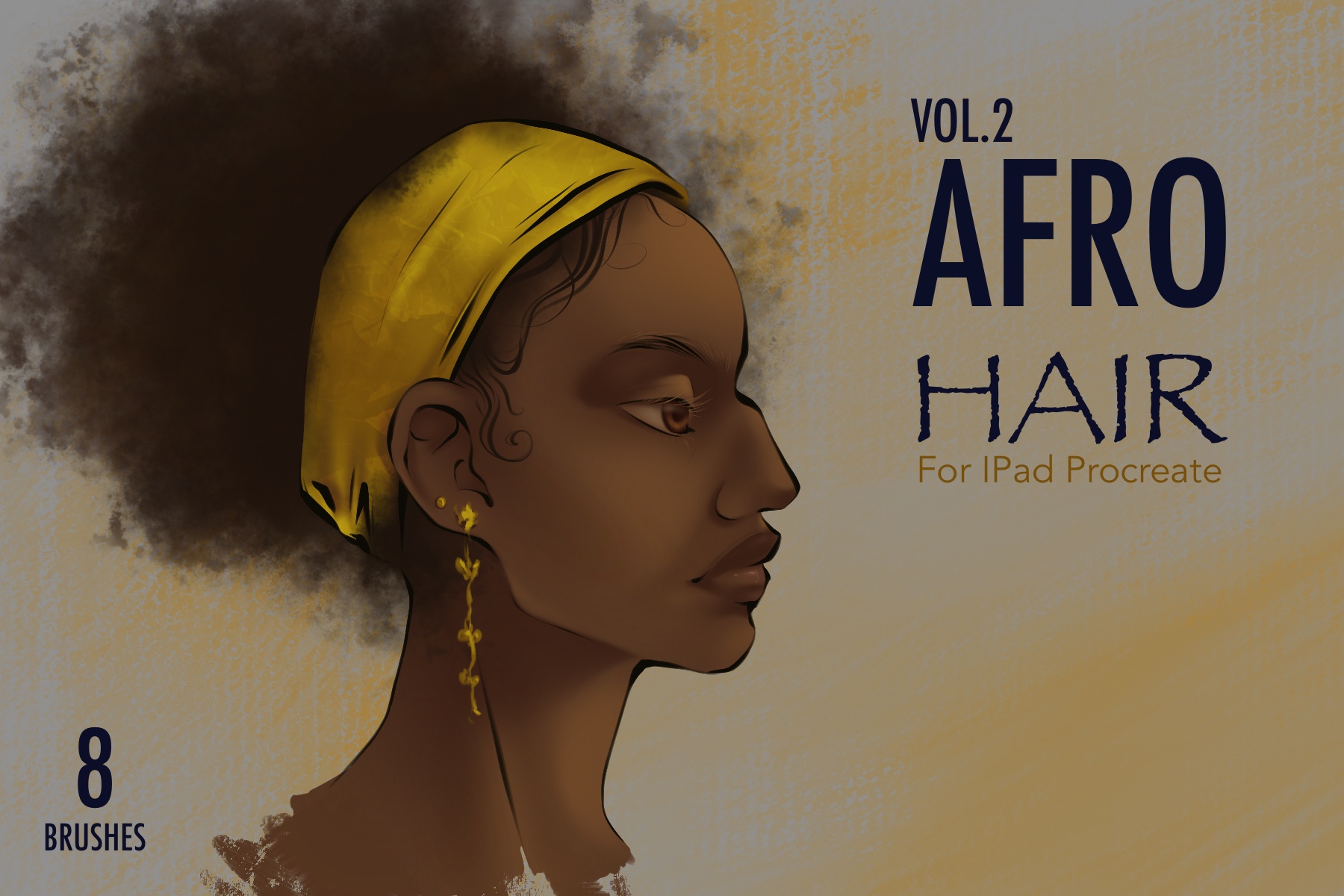 Afro Hair Vol.2: Procreate brush pack, Portrait & Hair, 8 brushes