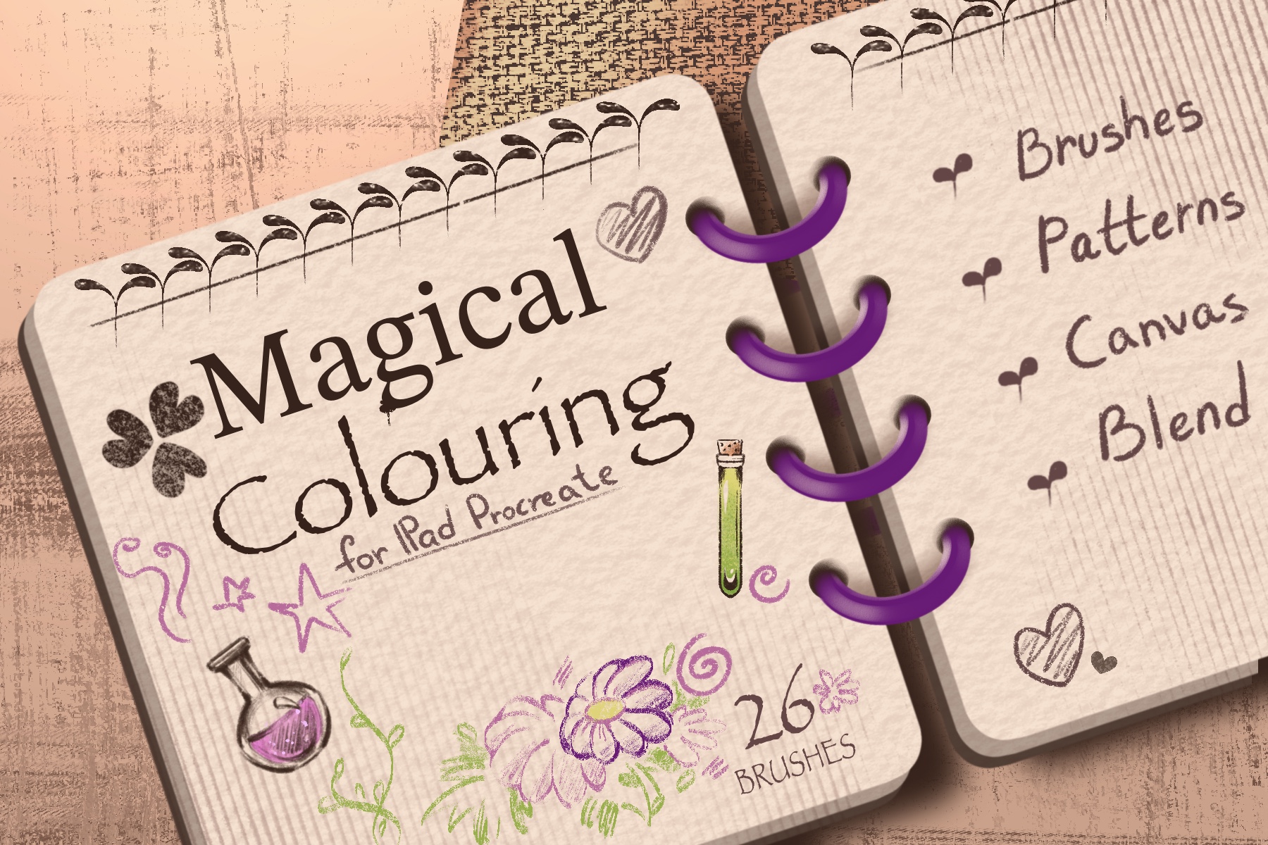 Magical Colouring: Procreate brush pack, Colouring · Patterns, 26 brushes